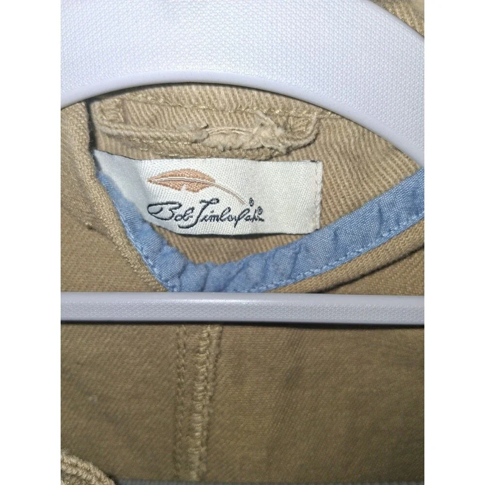 Bob Timberlake Women's Utility Military Safari Jacket Khaki Cargo Buckle Collar
